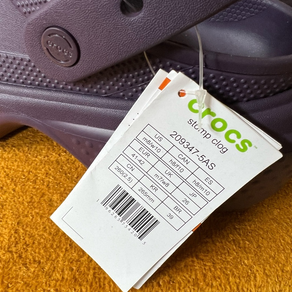CROCS Deep Purple Stomp Clog W10 New - Picture 5 of 8